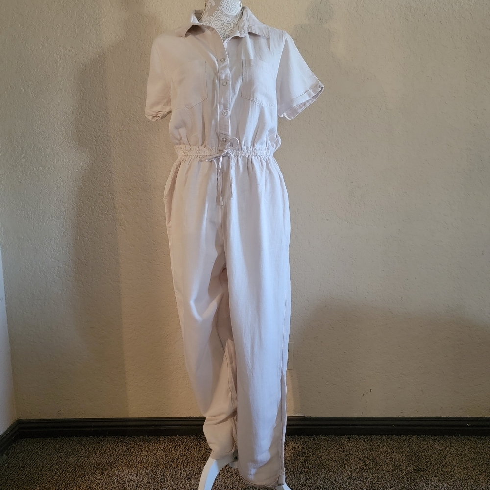 Jopra Women's Beige Linen Blend Jumpsuit Sz L